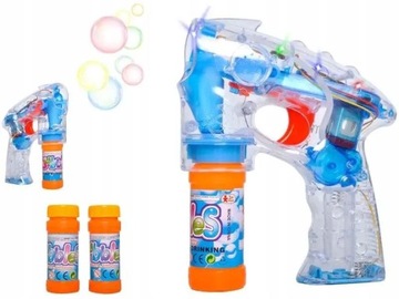 ПИСТОЛЕТ ДЛЯ МЫЛЬНЫХ ПУЗЫРЕЙ ЦВЕТНЫЕ СВЕТОДИОДЫ БЕСШУМНЫЙ + 2 КОНТЕЙНЕРА В ПОДАРОК