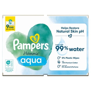 PAMPERS AQUA HARMONIE WIPES ВЛАЖНЫЕ САЛФЕТКИ 9х48=432 ШТ.