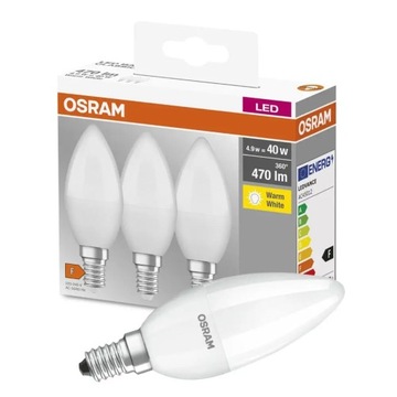 3x Żarówka OSRAM LED ŚWIECA E14 5,5W = 40W 470lm 2700K