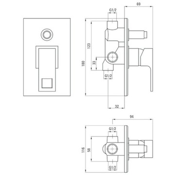 Смеситель для душа скрытого монтажа с переключателем