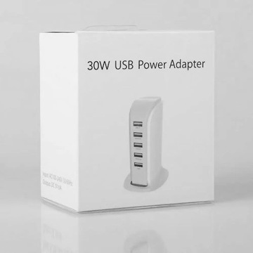 ŁADOWARKA SIECIOWA DUDAO 5X USB Z WBUDOWANYM KABLEM SIECIOWYM EU BIAŁY A5EU