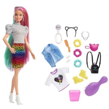 BARBIE LALKA FRYZURA KOLOROWA PANTERKA GRN81