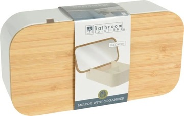Бамбуковый косметический органайзер с зеркалом.