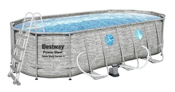 Basen stelażowy Power Steel Swim Vista z oknem 549x274x122 18x9FT BESTWAY