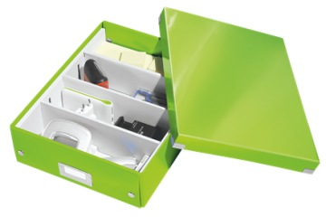 Коробка LEITZ C&S с отделениями, большая, зеленая.