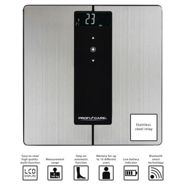 9w1 INTELIGENTNA ANALITYCZNA WAGA ŁAZIENKOWA SMART BLUETOOTH INOX