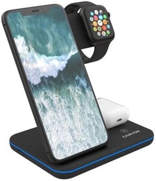 CANYON WS-303 ИНДУКЦИОННОЕ ЗАРЯДНОЕ УСТРОЙСТВО 15ВТ 3в1 ЧЕРНОЕ