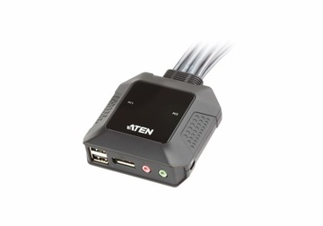 KVM-переключатель Aten CS22DP DisplayPort с пультом дистанционного управления, черный