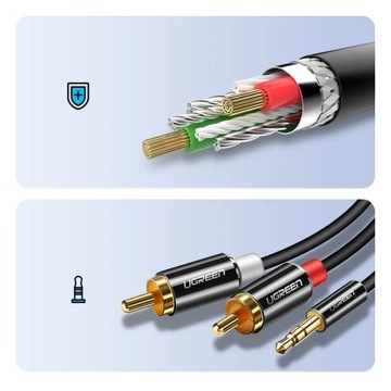 JACK-кабель 3,5 мм 2xRCA Chinch STEREO UGREEN HQ 3M