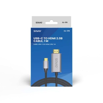 Кабель USB Type-C — HDMI SAVIO CL-170 4K 60Гц 1 м