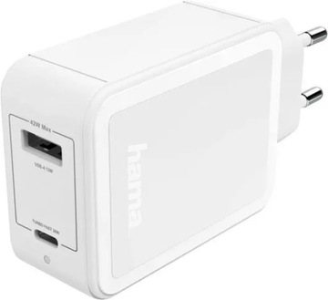 БЫСТРОЕ СЕТЕВОЕ ЗАРЯДНОЕ УСТРОЙСТВО HAMA Быстрая зарядка/подача питания +USB-A 42 ВАТТ