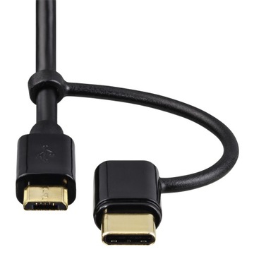 Кабель micro USB 2в1 с адаптером USB Type-C, 1 м, черный /Hama