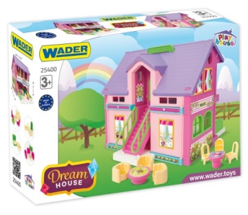 25401 двоповерховий будиночок для ляльок з меблями і наклейками Wader Play House