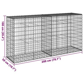 vidaXL Габионная корзина с крышкой 200x50x100 см, оцинкованное железо