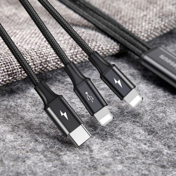 Кабель Baseus Rapid 3в1 USB 3А 1,2м CAMLL-SU01 BL