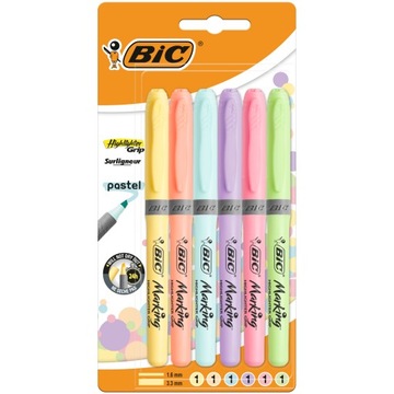 BIC ХАЙЛИГТЕР GRIP ПАСТЕЛЬ 6ШТ.