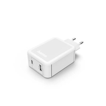 Зарядное устройство Hama USB-A USB-C PD QQC 42Вт белое