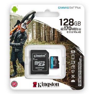 Kingston microSDXC Canvas Go! Плюс карта 128 ГБ 170R A2 U3 V30 + адаптер