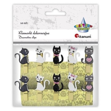 Klamerki drewniane dekor. KOTKI(4+6) -10 sztuk TP