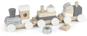 ДЕРЕВЯННЫЙ ПОЕЗД С МАШИНАМИ VIGA TOYS BLOCK