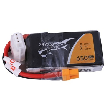 TATTU MOCNY AKUMULATOR BATERIA 650MAH 7.4V 75C 2S1P JST-XH KONEKTOR XT30