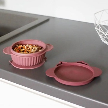 InnoGio Miseczka silikonowa z pokrywką sówka pink