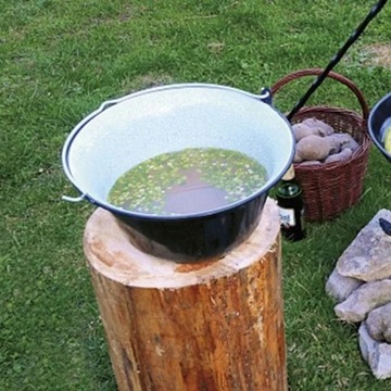 Венгерский подвесной казан, эмалированная кастрюля для костра барбекю, ЧЕРНЫЙ, 8л