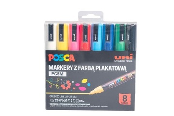 Маркеры POSCA ПК-5М, набор маркеров POSCA 8 шт, маркер с краской, дистрибутив ПЛ