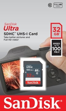 Карта памяти Sandisk Ultra SDHC 32 ГБ UHS-I, класс 10 (100 МБ/с)