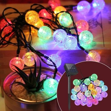 СОЛНЕЧНАЯ САДОВАЯ ГИРЛЯНДИЯ ЛАМПЫ ЦВЕТНЫЕ ШАРЫ 20 МНОГОЦВЕТНЫХ СВЕТОДИОДОВ