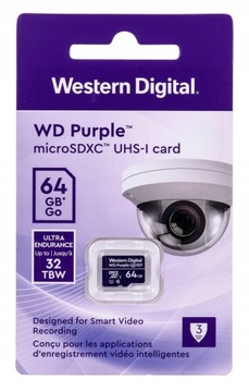 Карта памяти WD Purple microSDXC WDD064G1P0C 64 ГБ, класс 10, класс U1