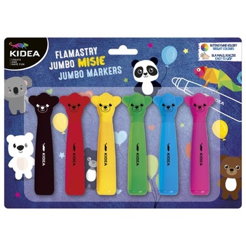 Flamastry Jumbo Misie Kidea 6 kolorów