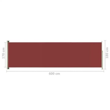 ВЫДВИЖНОЙ БОКОВОЙ ТЕНТ ДЛЯ ТЕРРАСЫ 180X600CM КРАСНЫЙ