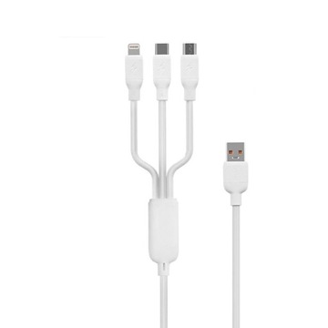 Kabel USB 3w1 Micro USB USB-C iPhone iPad 3A QC PD 100W Android Chip 1.2m