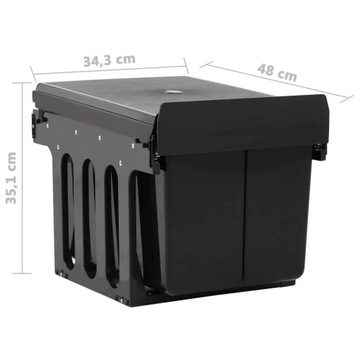 VidaXL 51182 Контейнер для мусора 48 л черный