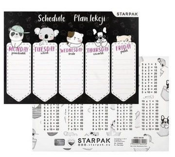 МИНИ-ПЛАН УРОКА розовый с таблицей умножения А5 СТАРПАК набор 25 штук