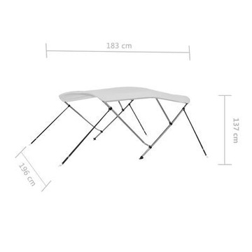 Бимини, тент для лодки с 3 арками, белый, 183х196