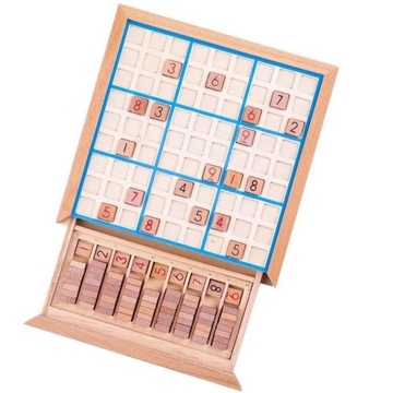 SUDOKU GRA DREWNIANA LICZBOWA PLANSZOWA LOGICZNA ŁAMIGŁÓWKA ZESTAW PREZENT