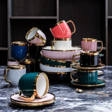 Синяя темно-синяя кружка, фарфоровая чашка SINNES, 0,28 л, золото