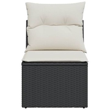 Модуль садового дивана vidaXL, без подлокотников, с подушками, черный