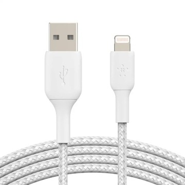 Плетеный USB-кабель Belkin BoostCharge — Lightning, белый, 1 метр