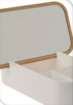 Бамбуковый косметический органайзер с зеркалом.