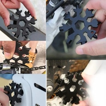 Multitool klucz wielofunkcyjny śnieżynka 18w1 brelok gadżet narzędzie imbus