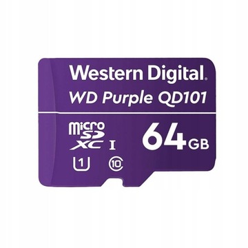 Карта памяти WD Purple microSDXC WDD064G1P0C 64 ГБ, класс 10, класс U1