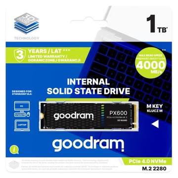 Dysk SSD M.2 Goodram PX600 1TB 1000GB PCIe 4x4 5.0/3.2 SUPER MEGA SZYBKI