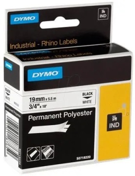Лента - DYMO RHINO 18484 - 19 мм x 5,5 м белая - черная печать - совместимая
