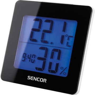 Termometr Zegarek pokojowy Sencor SWS1500B czarny + bateria PHILIPS Gratis