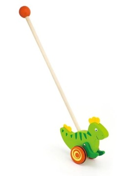 DREWNIANY DINOZAUR PCHACZ NA KIJU VIGA TOYS ZWIERZĄTKO