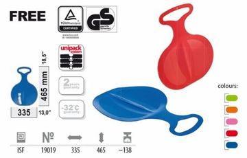 Plastikowe sanki ślizgi Prosperplast free czerwone jabłuszko, ślizg dupolot