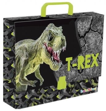 Teczka z rączką A4 Bambino T-Rex czarno-zielona M.